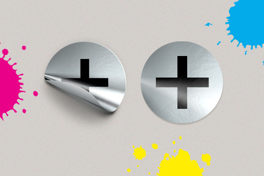 Sticker On Silver Wrapper Silver sticker mockup